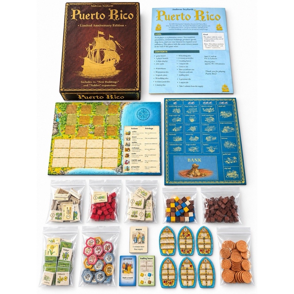 Puerto Rico Board Game: Ltd Anniversary Ed (Rio Grande Games, 2011) Complete!